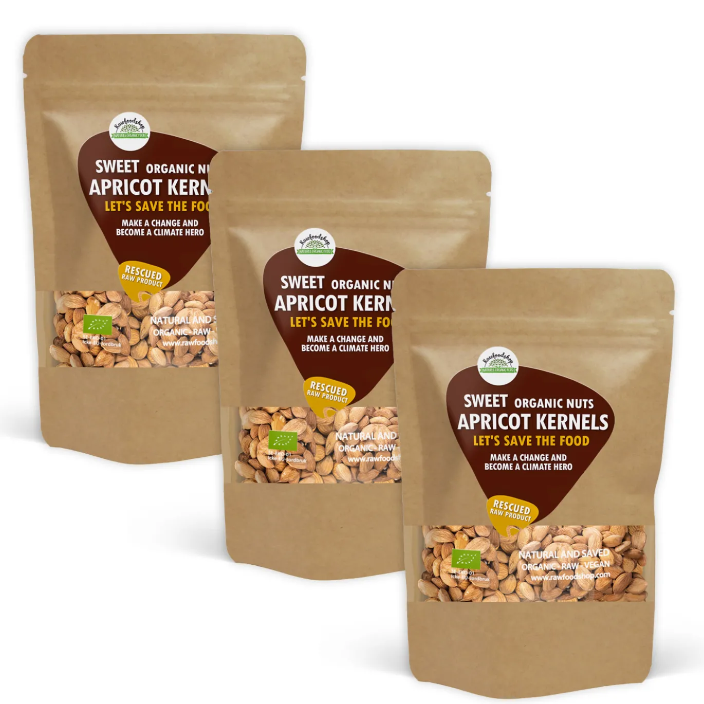 Aprikoskärnor Söta EKO 1kg x 3 paket