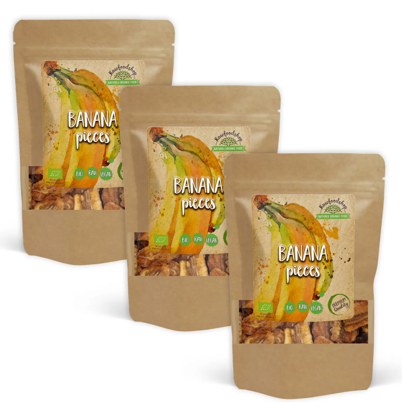 Bananer i bitar EKO 200g x 3 paket