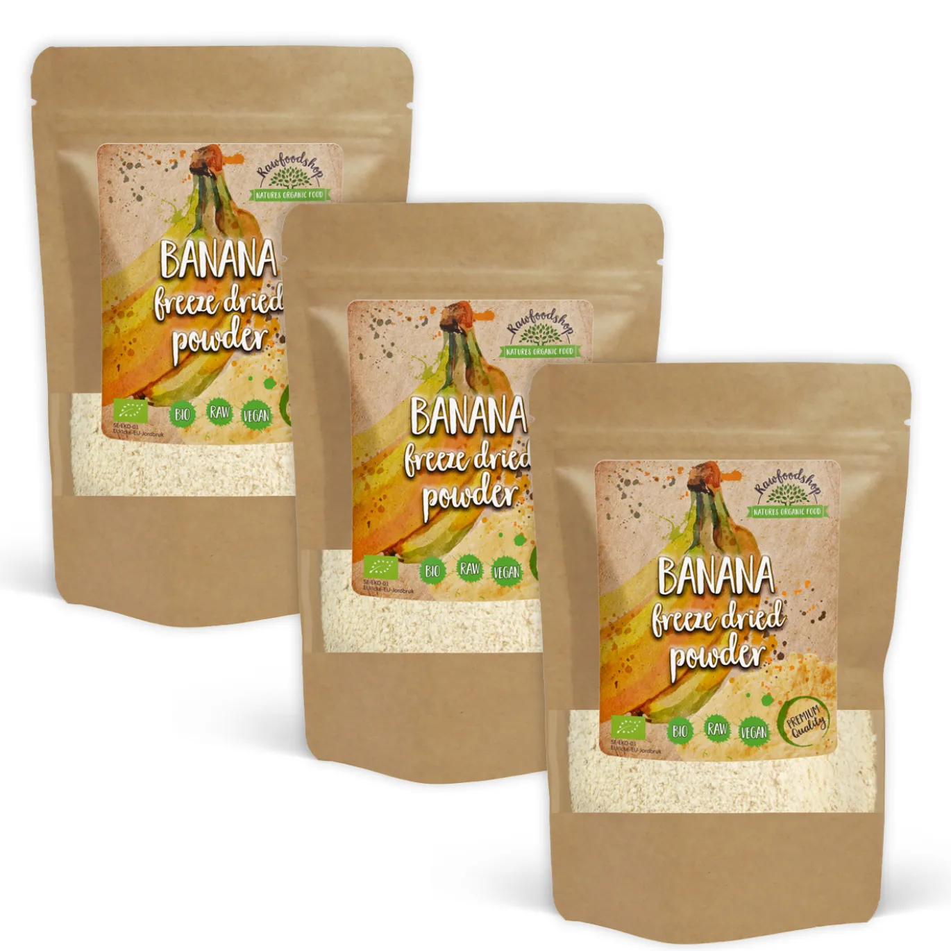 Bananpulver Frystorkat EKO 125g x 3 paket