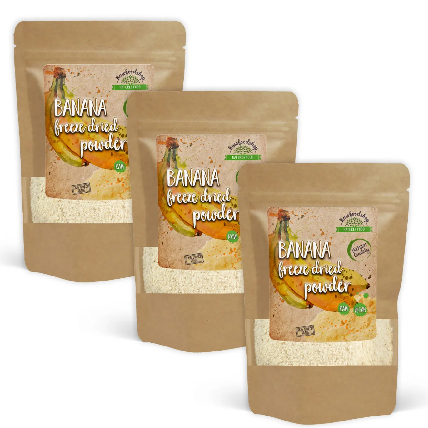 Bananpulver Frystorkat 125g x 3 paket