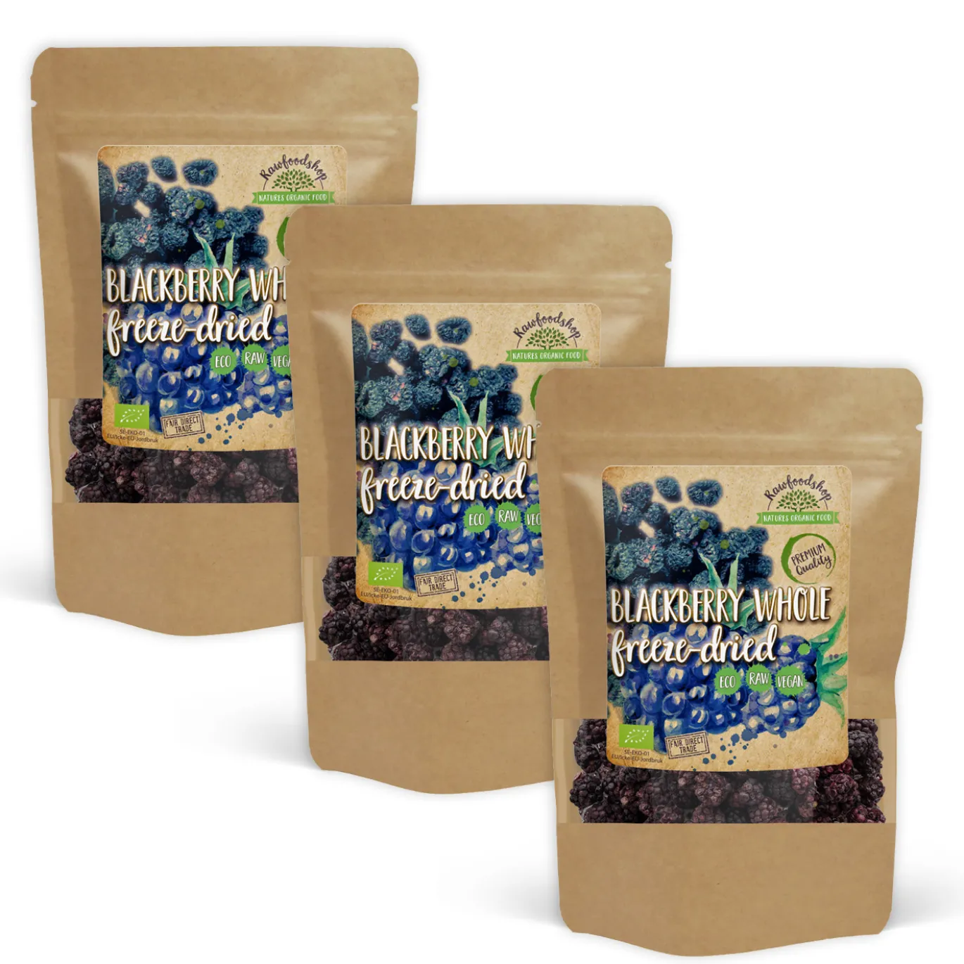 Björnbär Frystorkade Hela EKO 50g x 3 paket