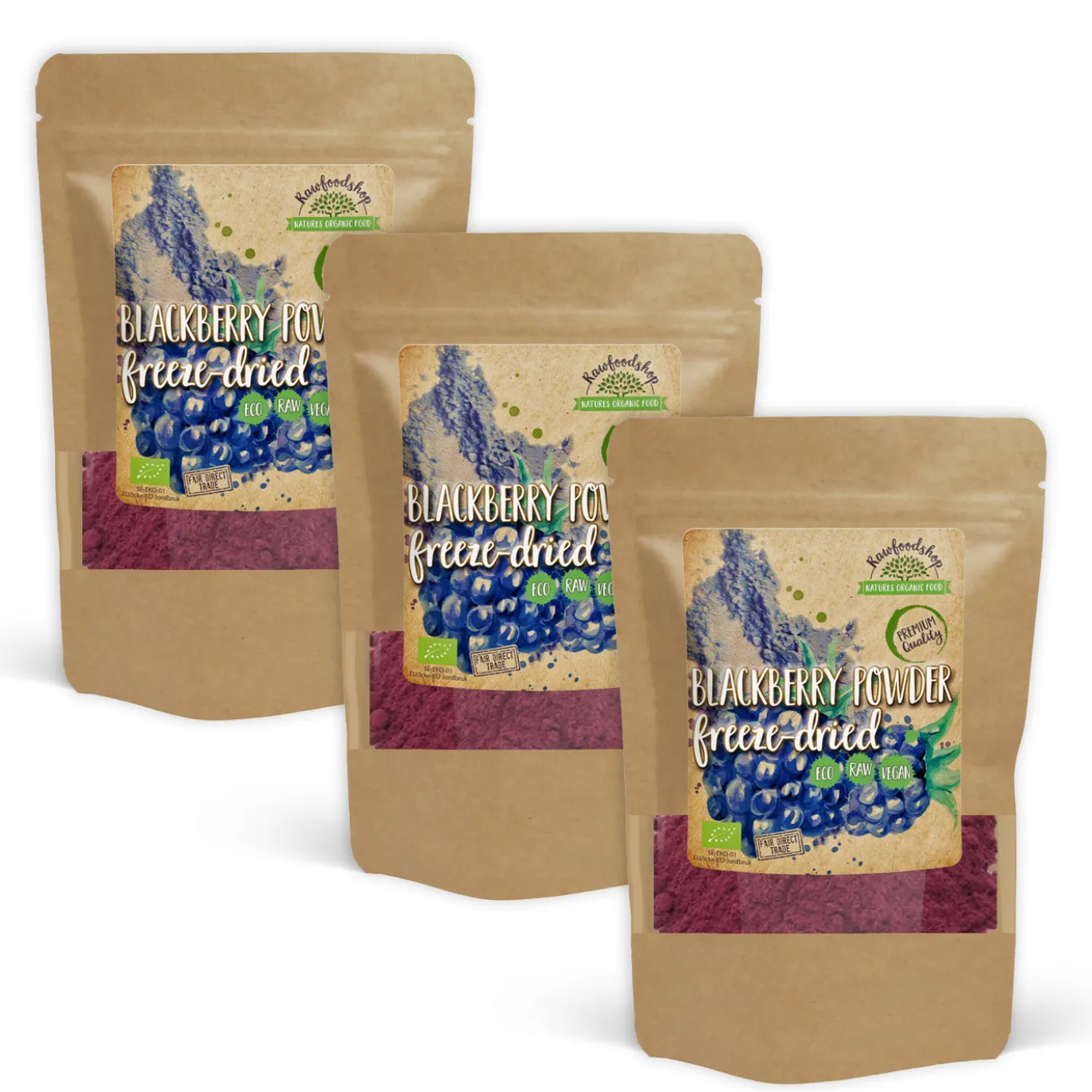 Björnbärspulver Frystorkat EKO 100g x 3 paket