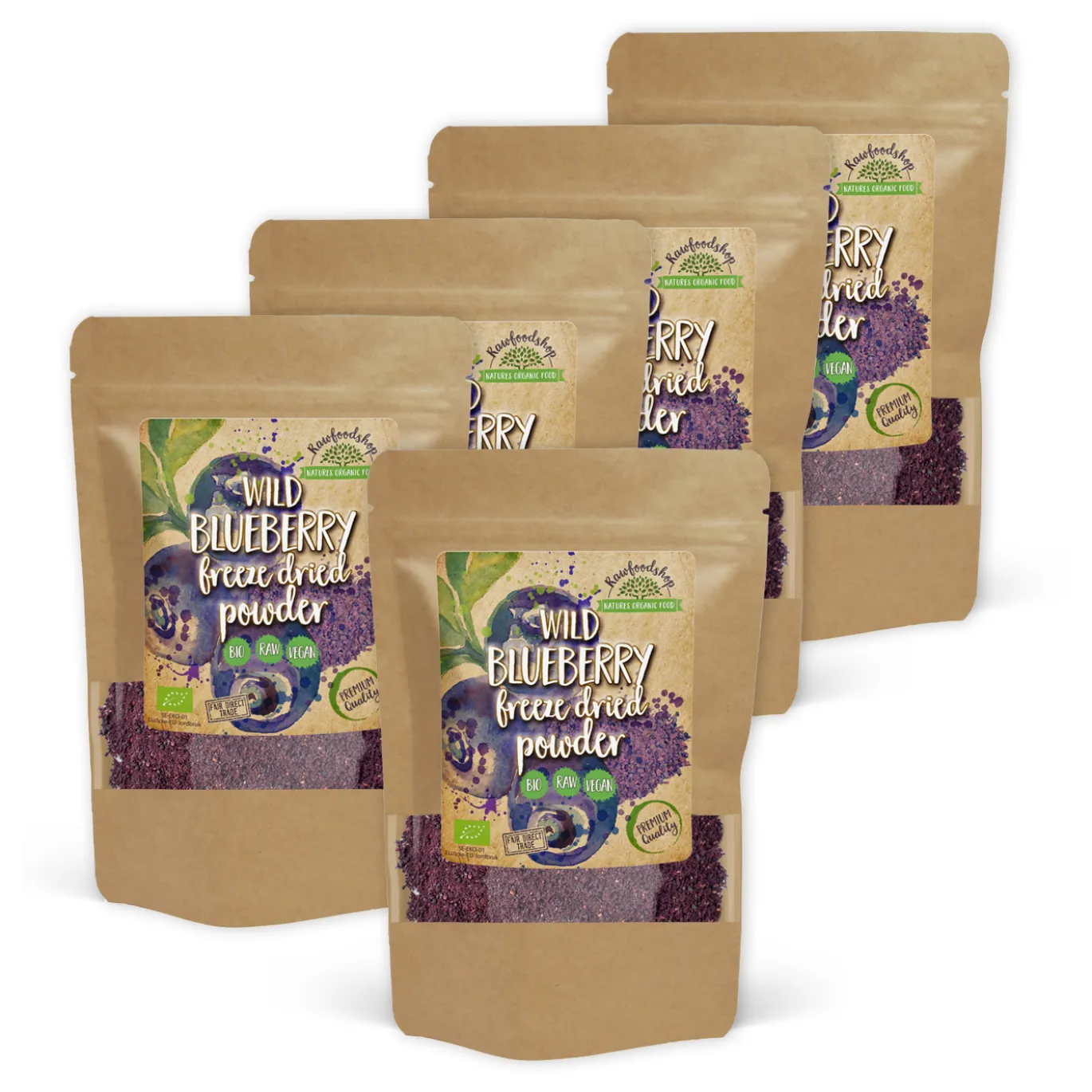 Blåbärspulver Vild Frystorkat EKO 125g x 5 paket