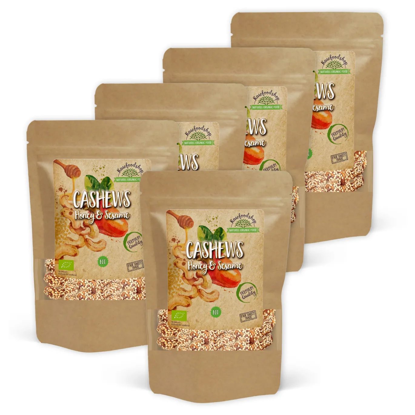 Cashewnötter Honung & Sesam EKO 200g x 5 paket