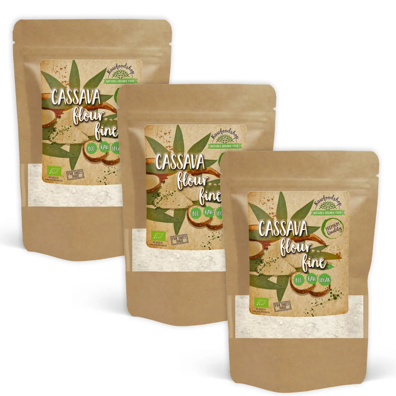 Cassava Mjöl Finmalt EKO 500g x 3 paket