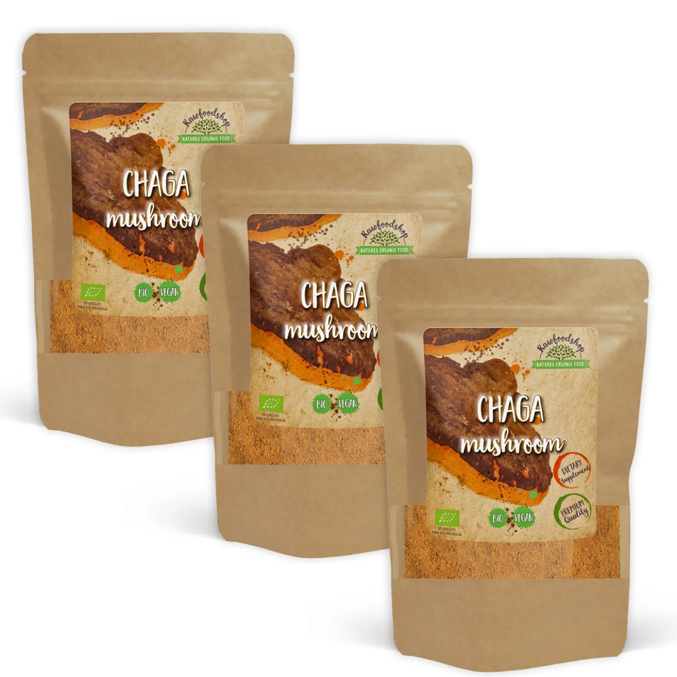 Chaga Pulver EKO 125g x 3 paket