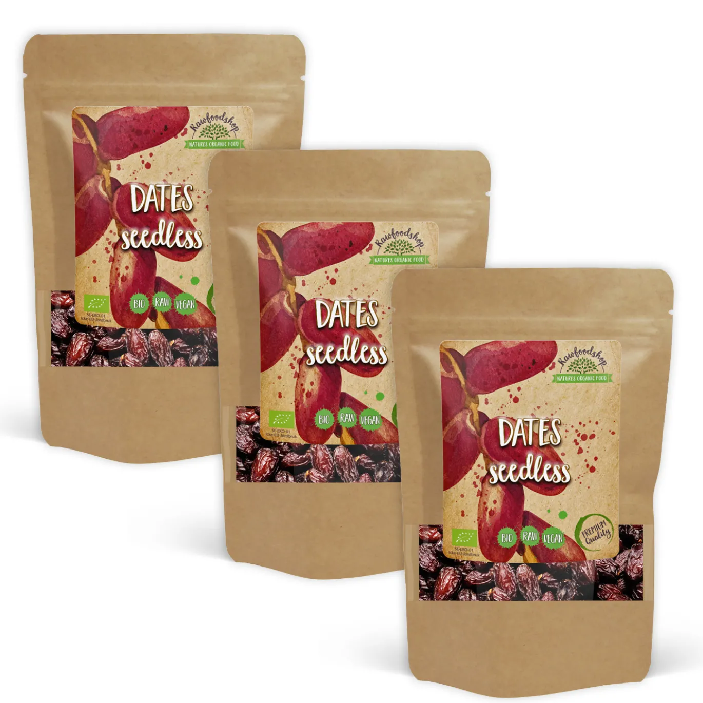 Dadlar urkärnade EKO 1kg x 3 paket