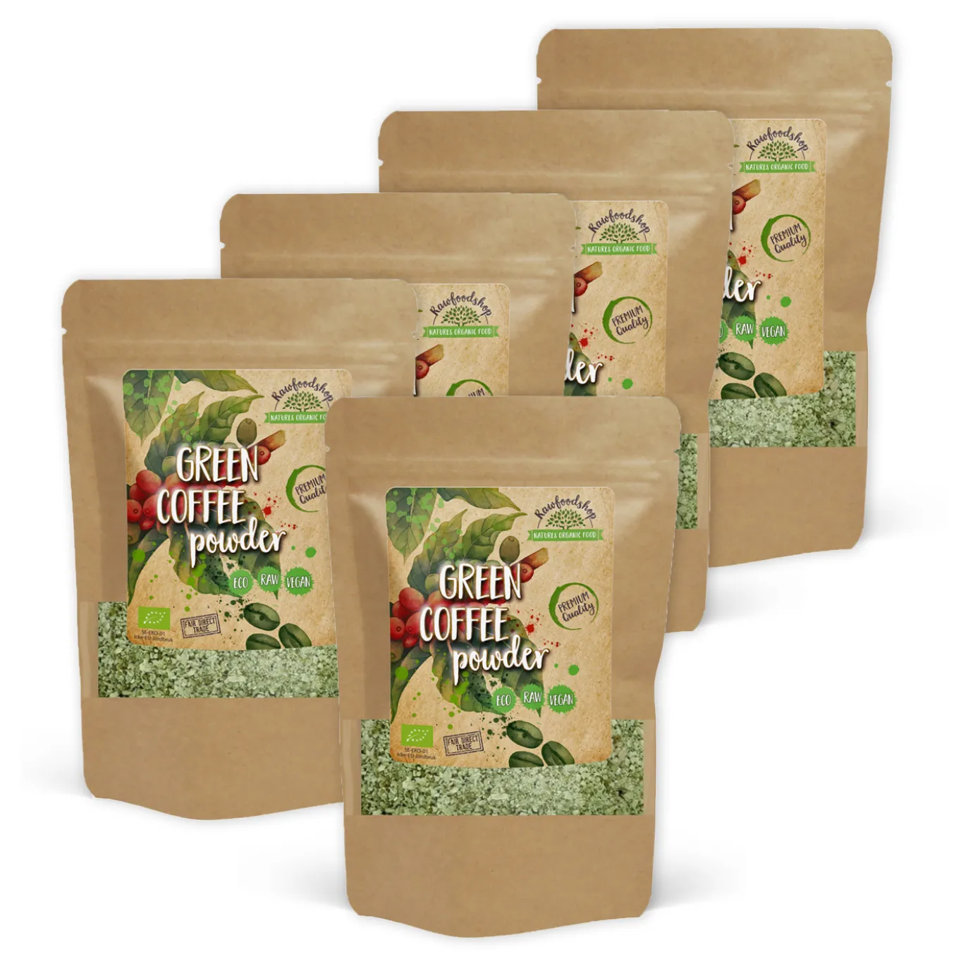Grönt Kaffe Pulver EKO 125g x 5 paket