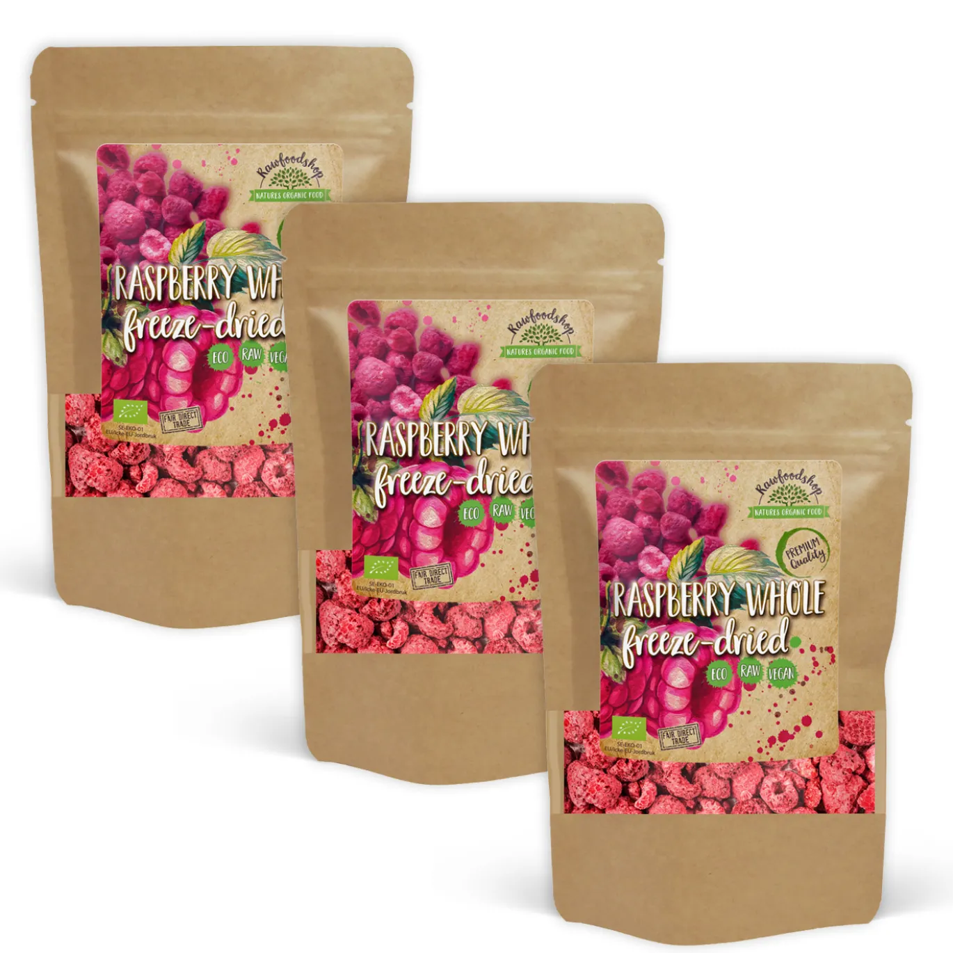 Hallon Frystorkade Hela EKO 50g x 3 paket