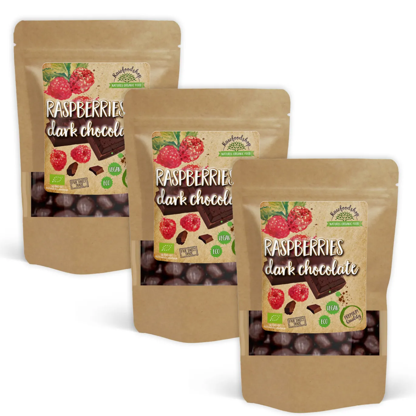 Hallon i Mörk Choklad EKO 100g x 3 paket
