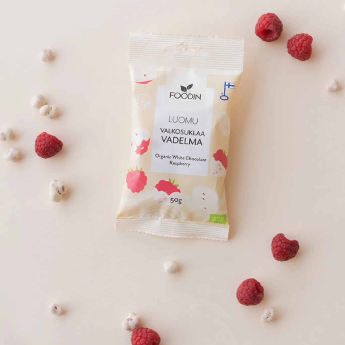 Hallon i Vit Choklad EKO 50g