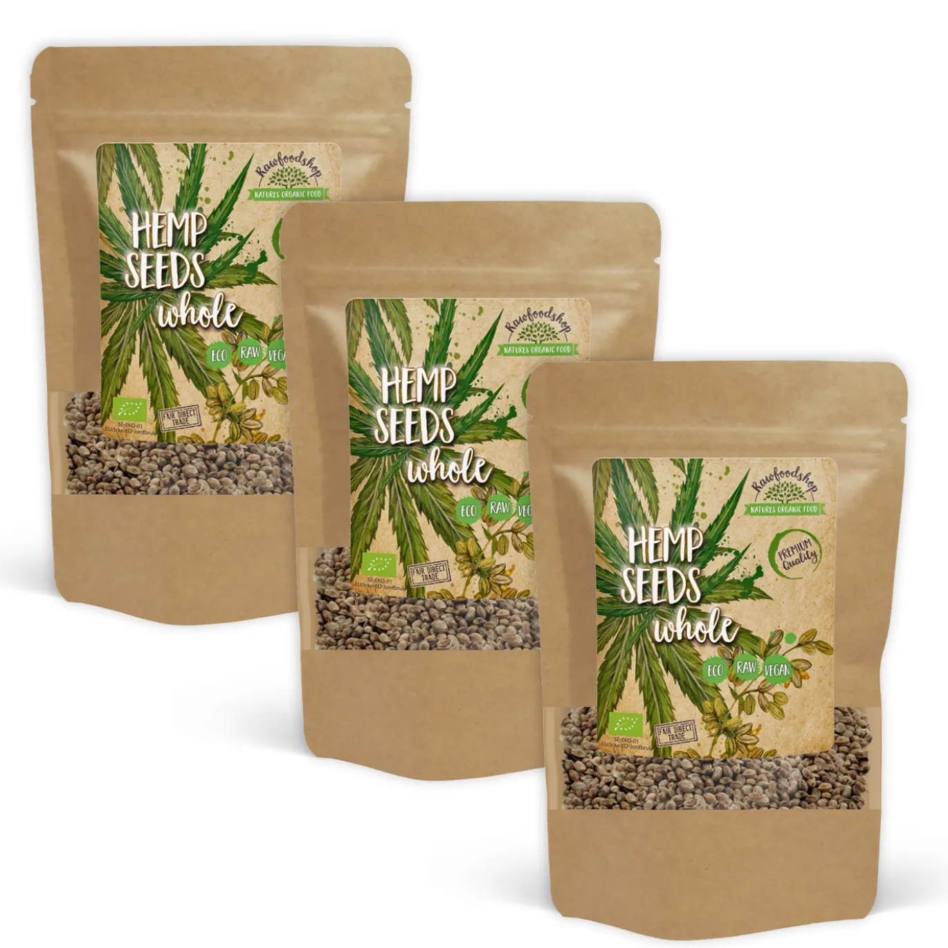 Hampafrön oskalade EKO 1kg x 3 paket