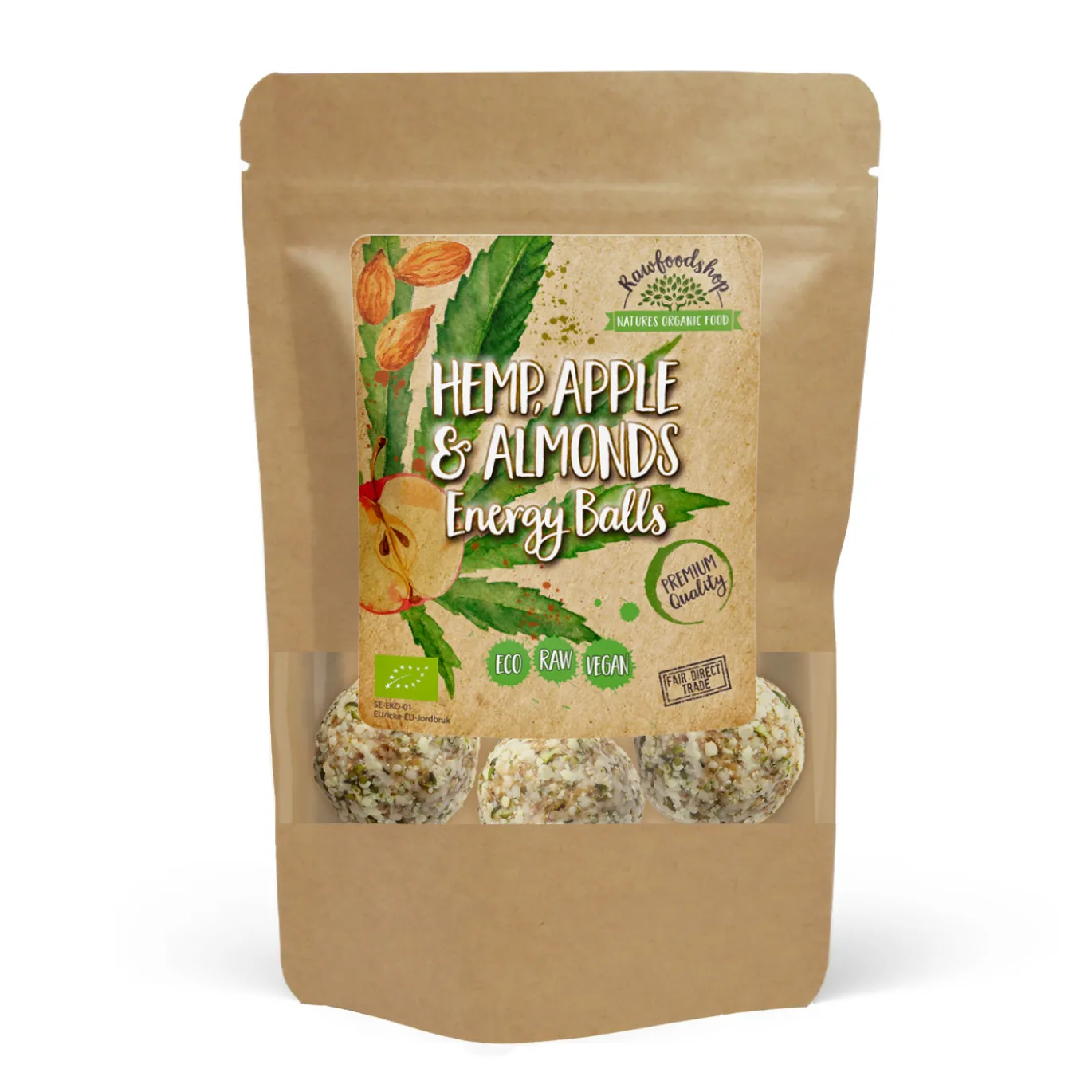 Hampa Äpple Mandel Energibollar EKO 100g