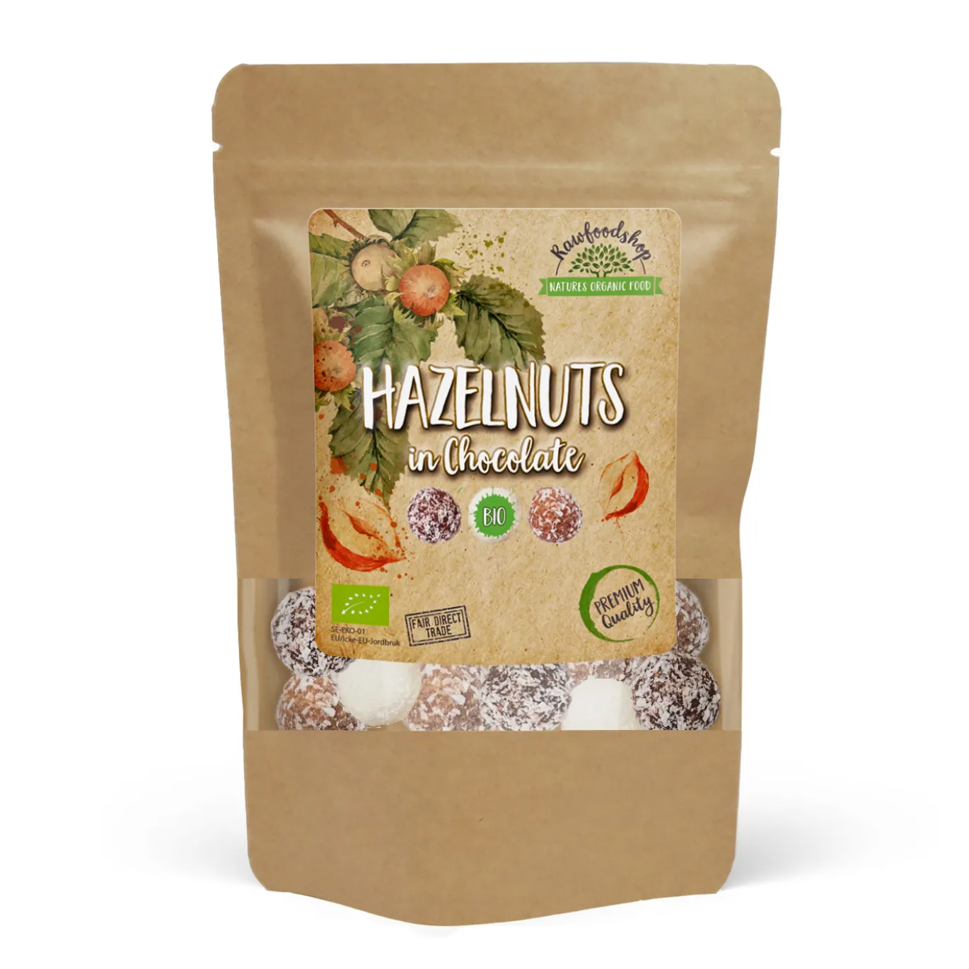 Hasselnötter Mörk, Vit och Ljus Choklad EKO 200g