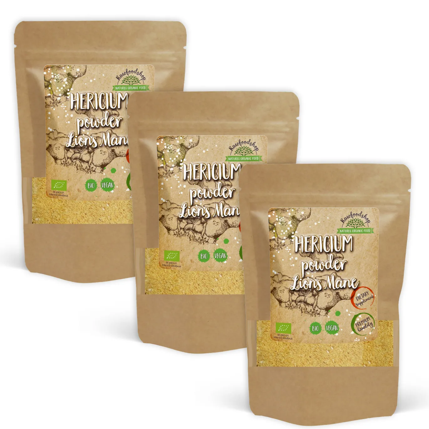 Hericium Pulver/Lion's Mane EKO 250g x 3 paket
