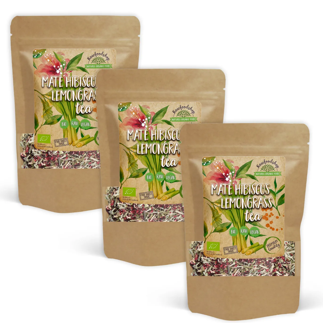 Hibiskus Citrongräs Maté Te EKO 70g x 3 paket