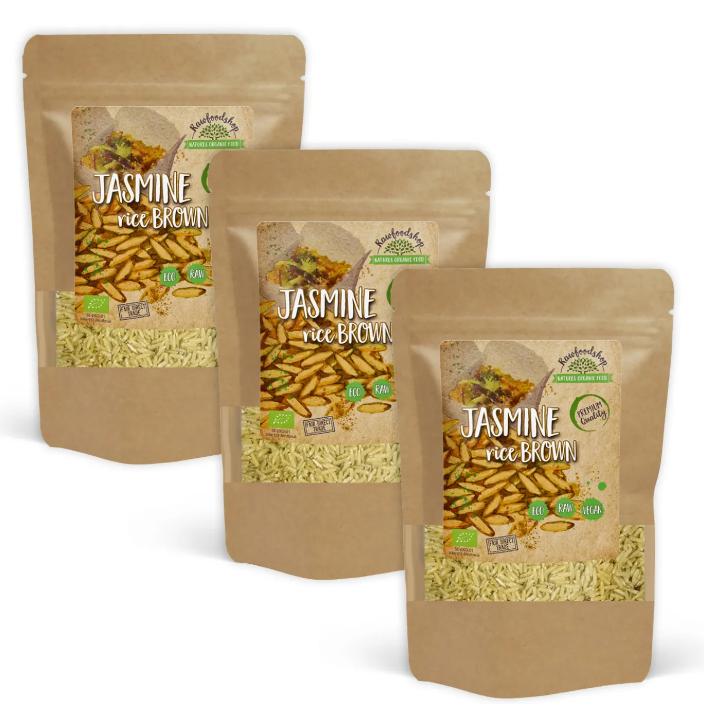 Jasminris Brunt Råris EKO 500g x 3 paket