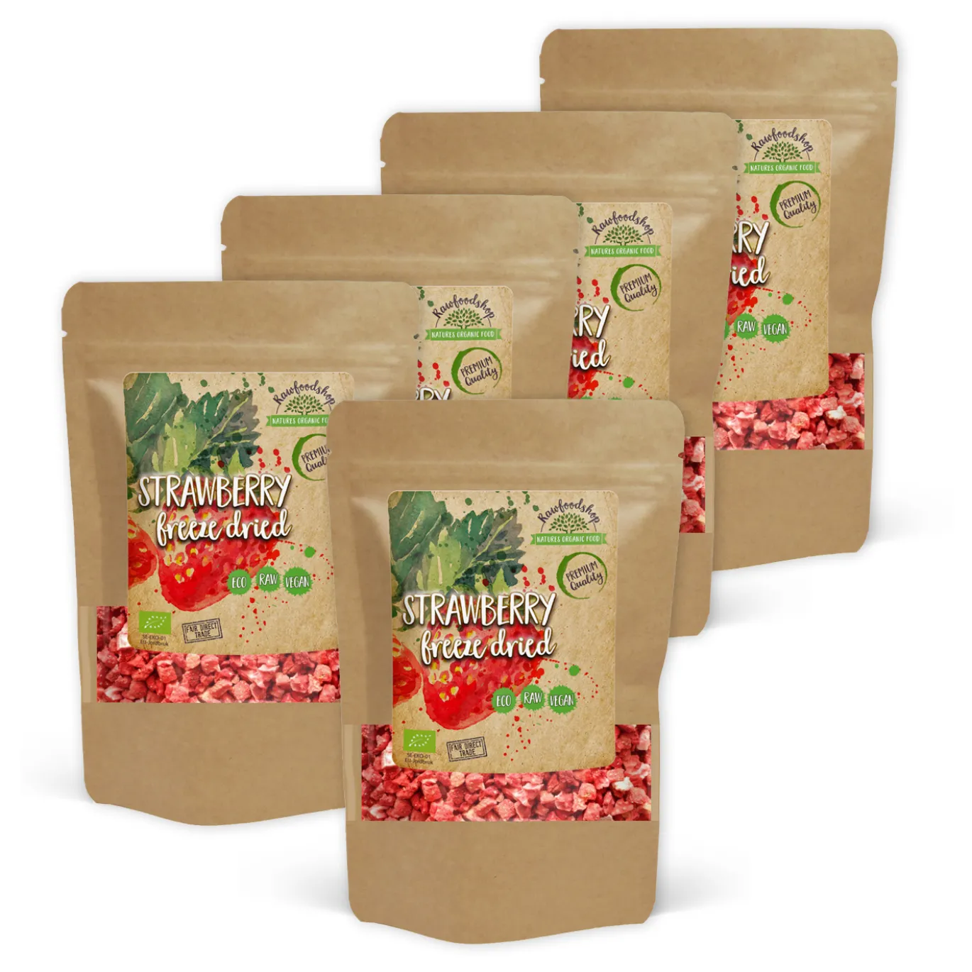Jordgubbar Frystorkade bitar EKO 50g x 5 paket