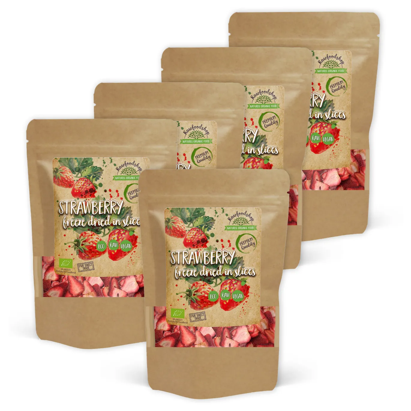 Jordgubbar Frystorkade Skivor EKO 50g x 5 paket
