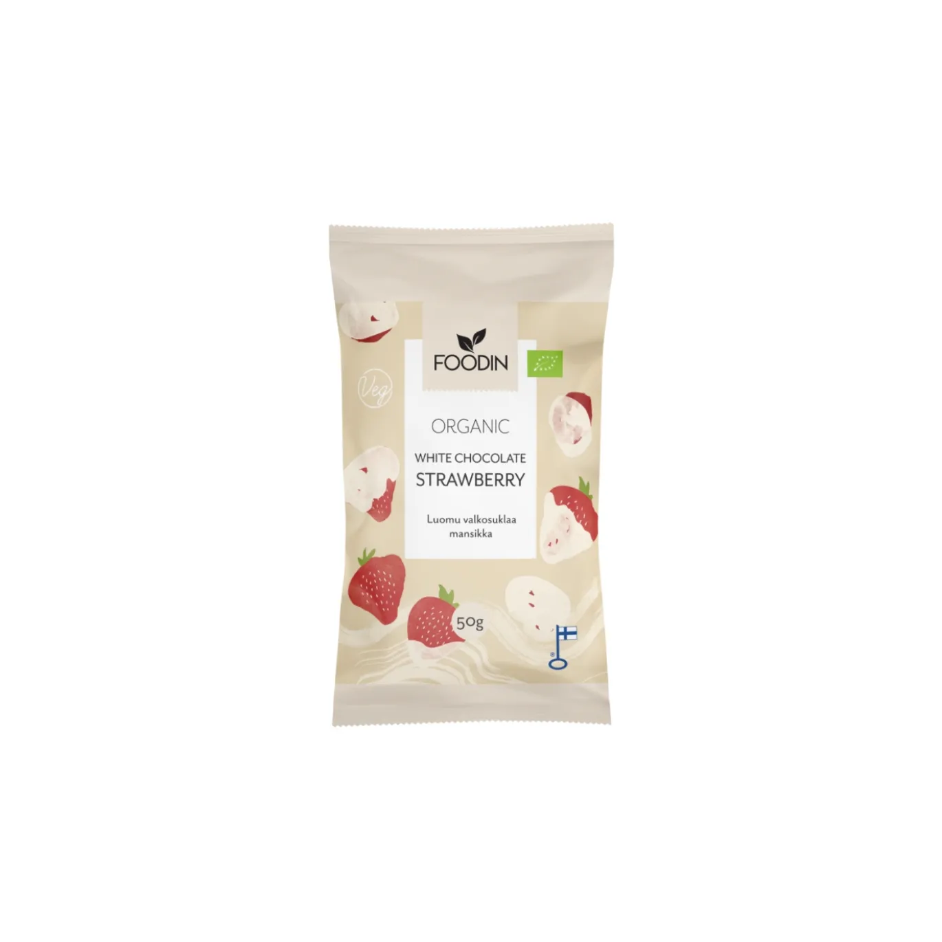 Jordgubbar i Vit Choklad EKO 50g
