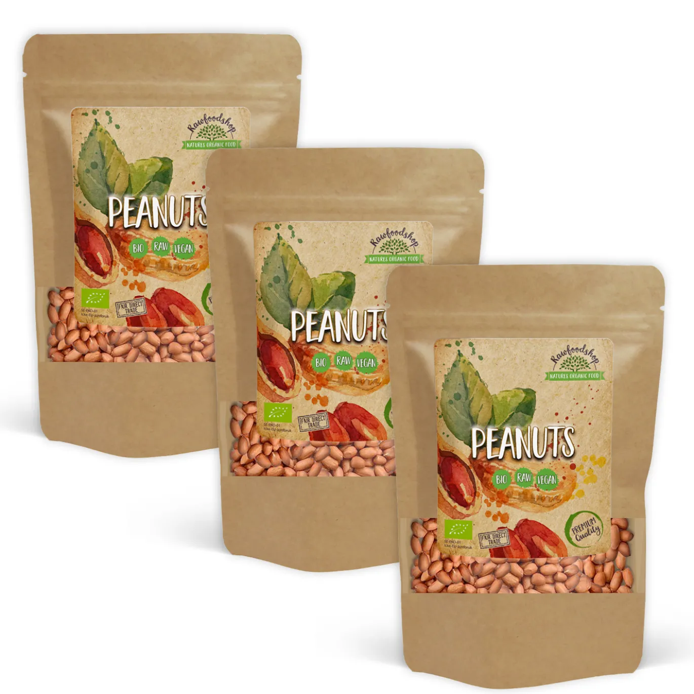 Jordnötter Premium RAW EKO 500g x 3 paket