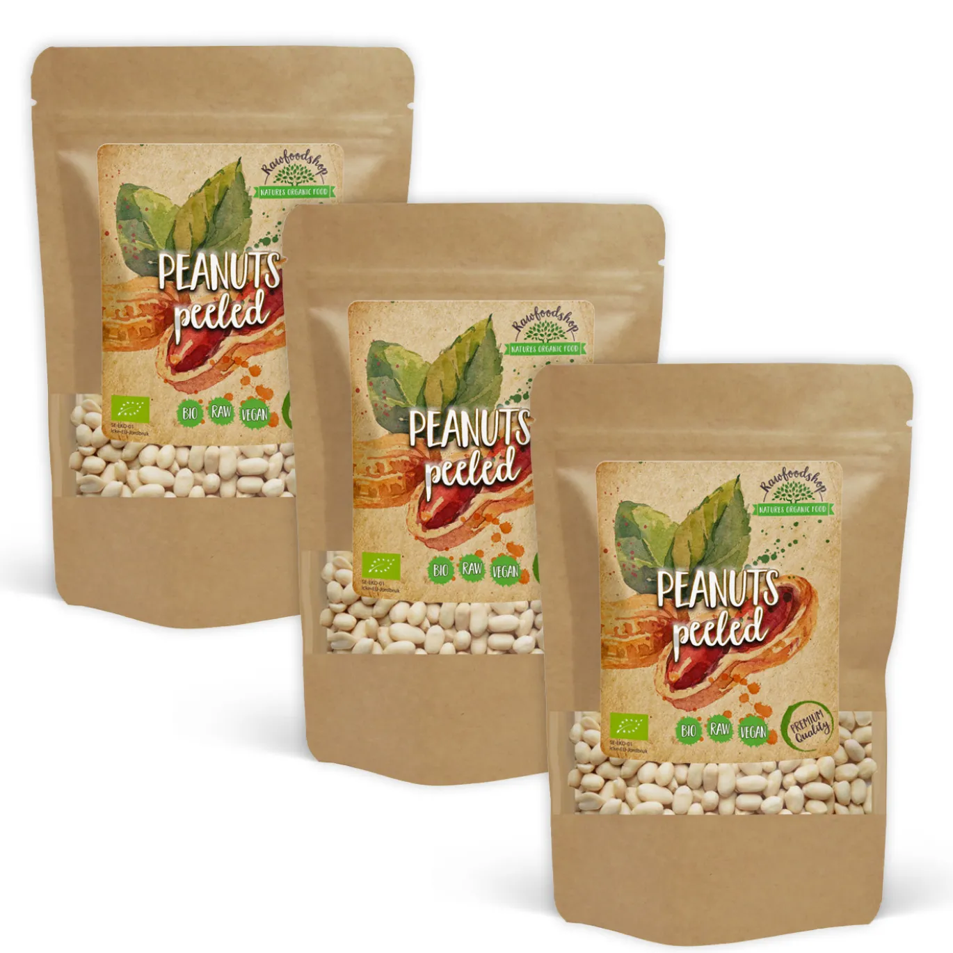 Jordnötter Premium Skalade RAW EKO 200g x 3 paket
