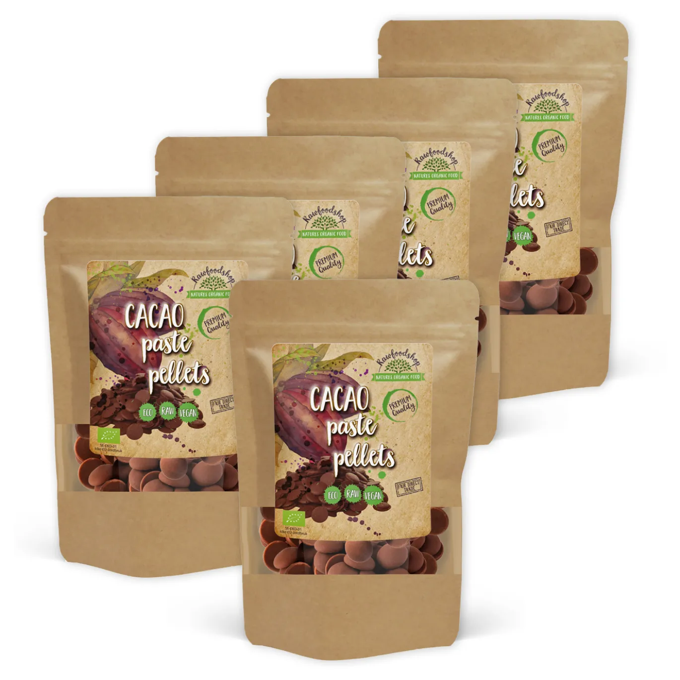 Kakaomassa Pellets RAW EKO 500g x 5 paket