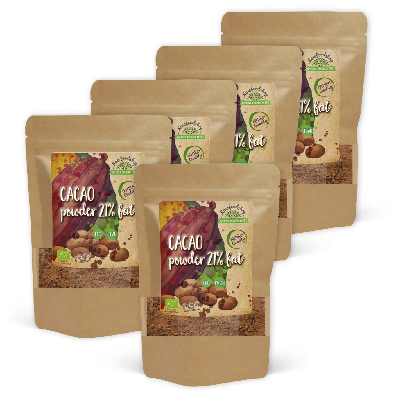Kakaopulver 21% EKO 1kg x 5 paket