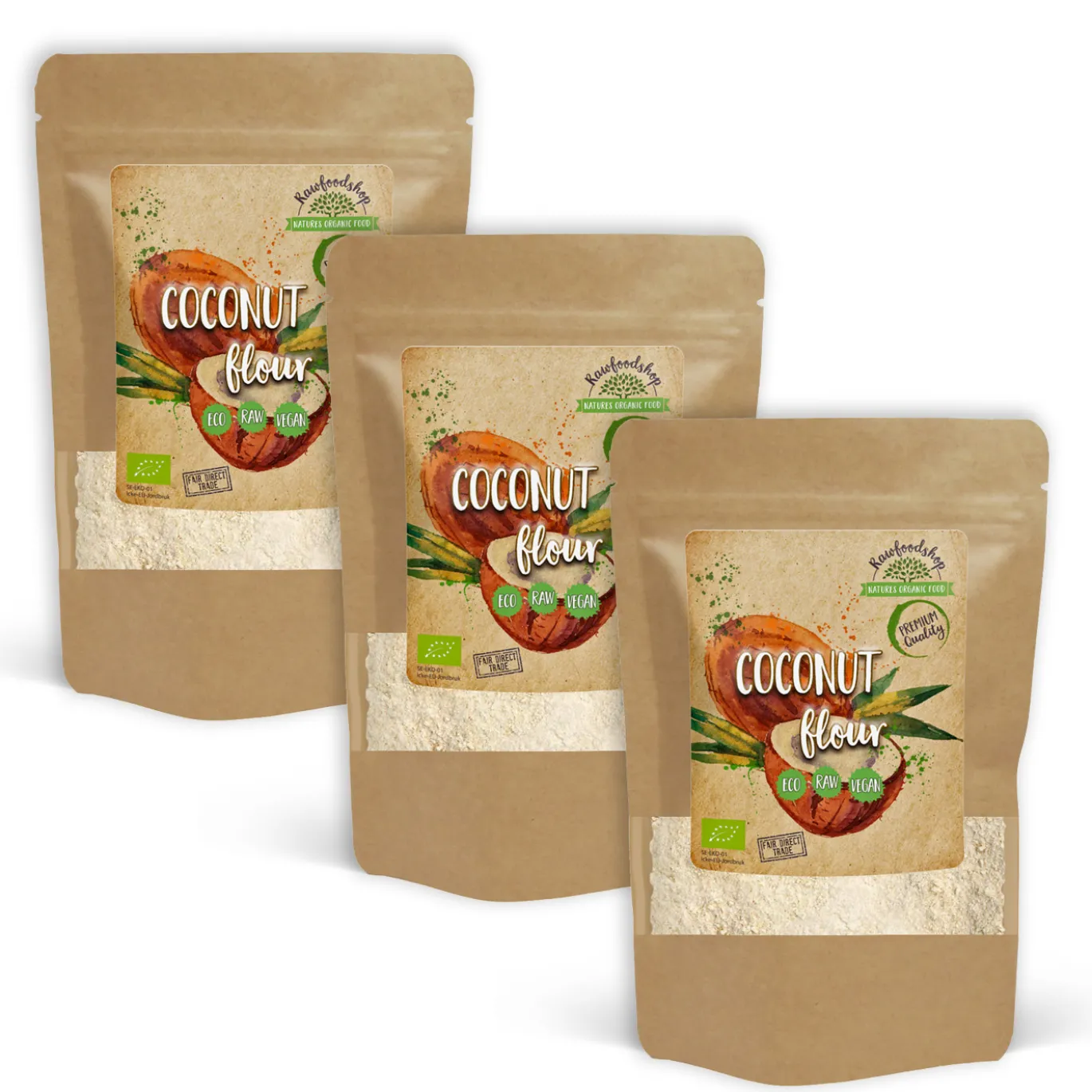 Kokosmjöl Premium RAW EKO 1kg x 3 paket