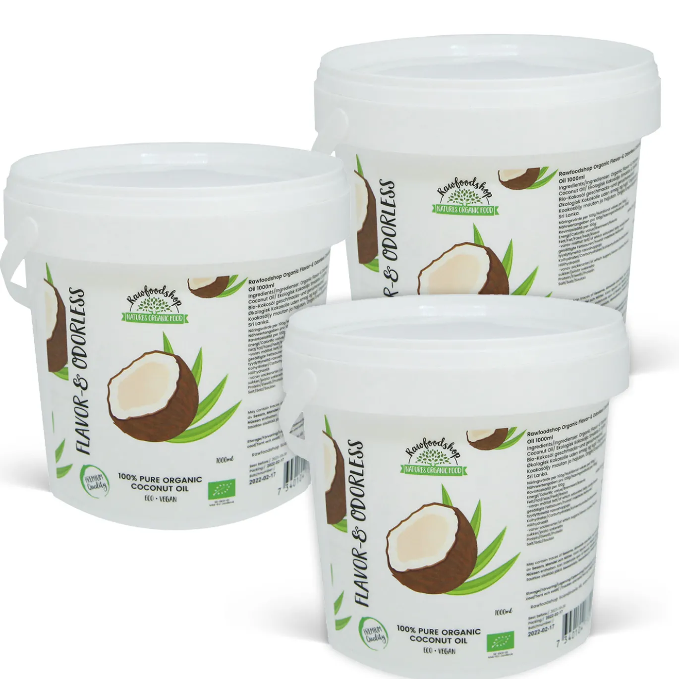 Kokosolja Smak & Doftfri EKO 1000ml x 3 burkar