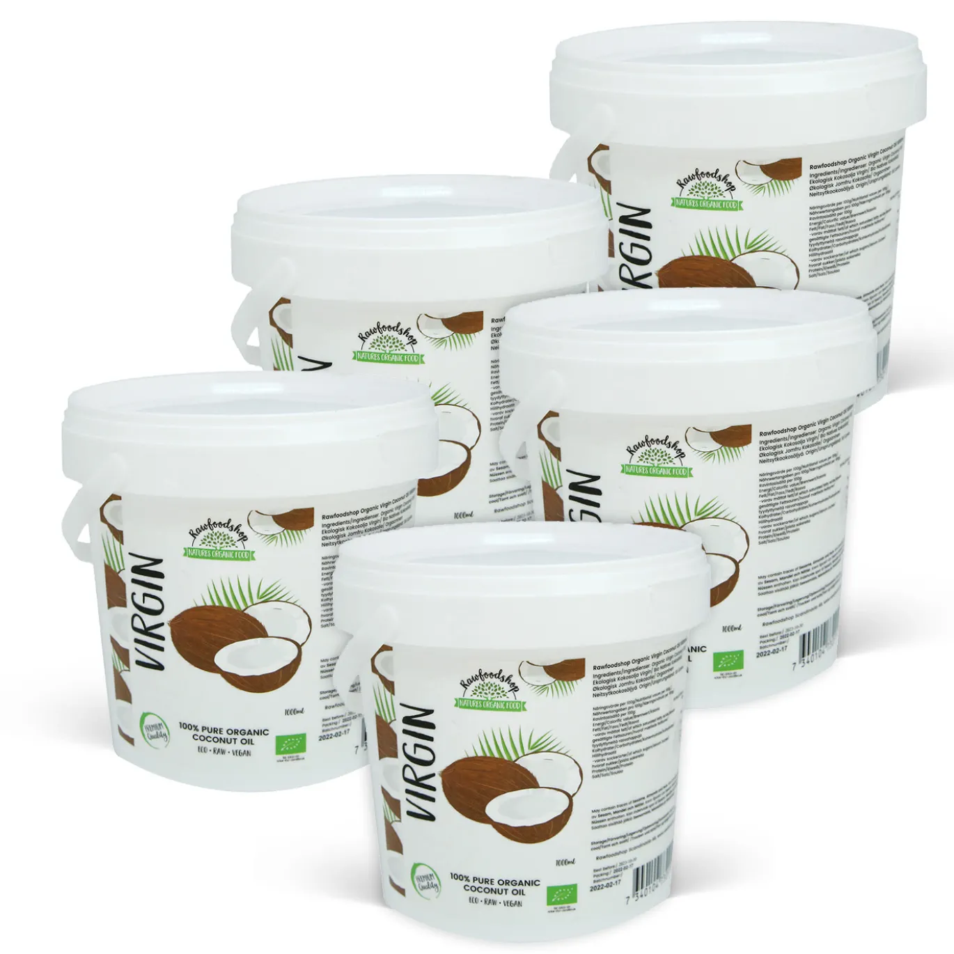 Kokosolja Virgin RAW EKO 1000ml x 5 burkar