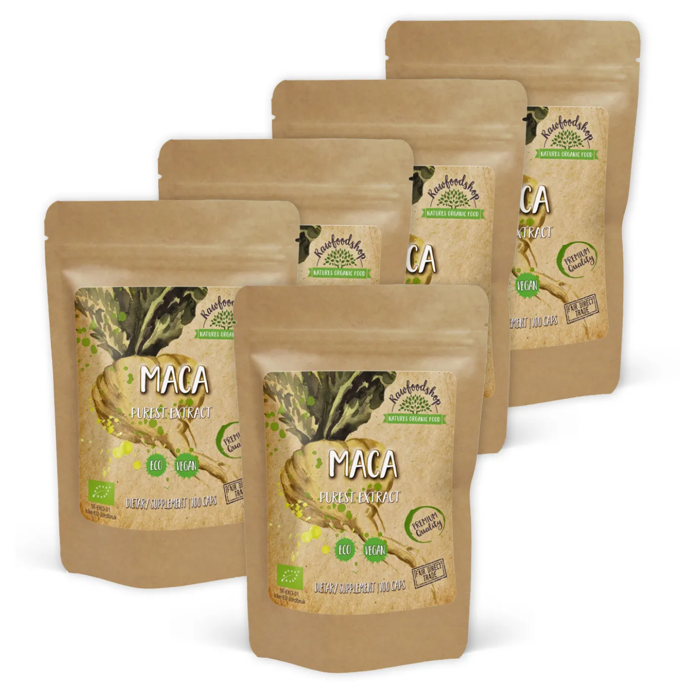 Maca EKO 500mg 100 kapslar x 5 paket
