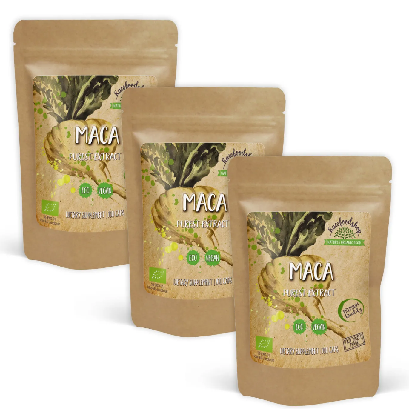 Maca EKO 500mg 100 kapslar x 3 paket