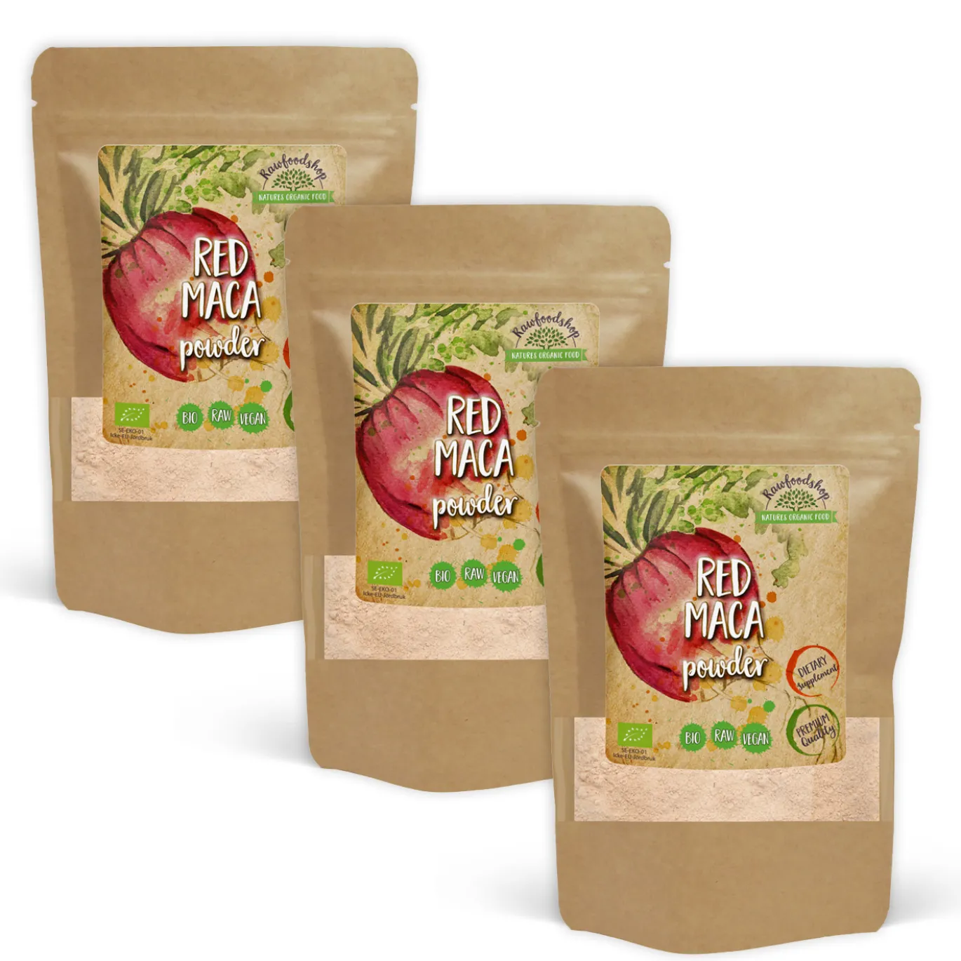 Maca Pulver Röd EKO 250g x 3 paket