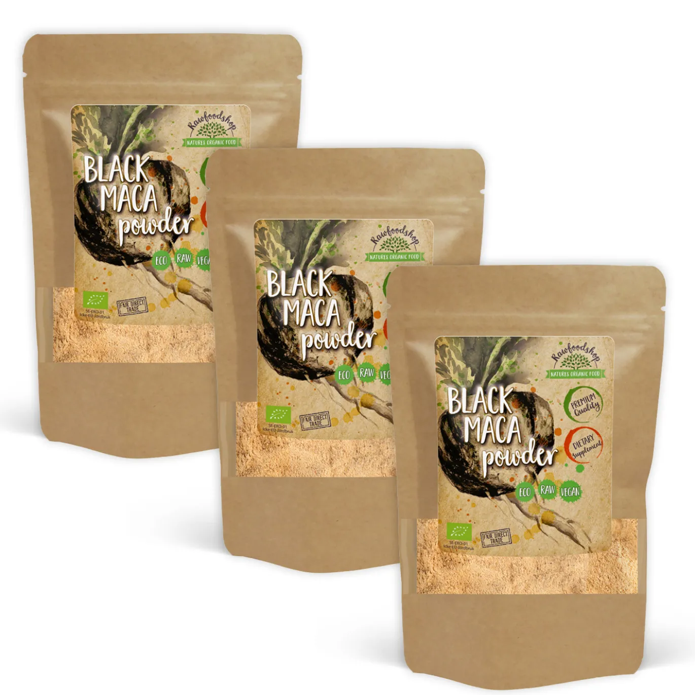 Maca Pulver Svart EKO 250g x 3 paket