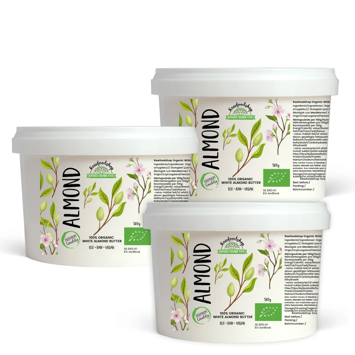 Mandelsmör Ljust RAW EKO 500g x 3 paket
