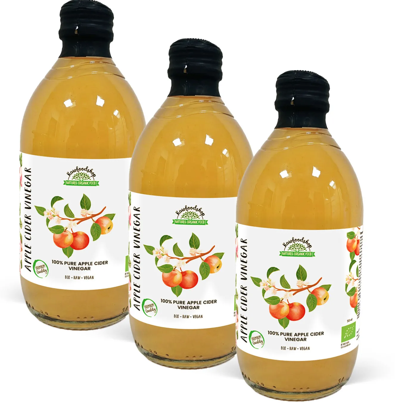 Äppelcidervinäger Ofiltrerad EKO 500ml x 3 flaskor