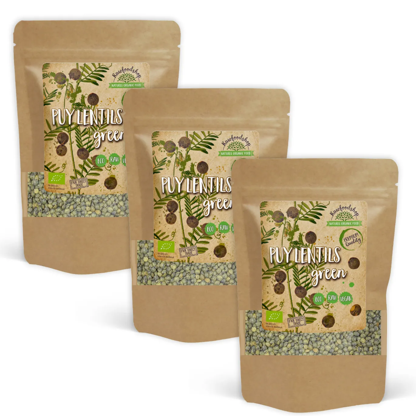 Puylinser Gröna EKO 1kg x 3 paket