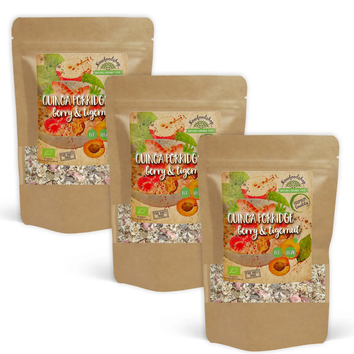 Quinoagröt Bär & Jordmandel EKO 400g x 3 paket