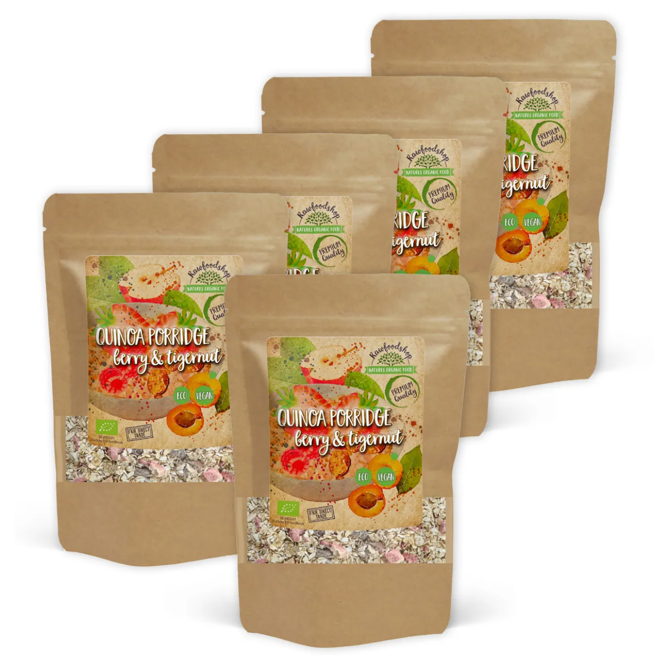 Quinoagröt Bär & Jordmandel EKO 400g x 5 paket