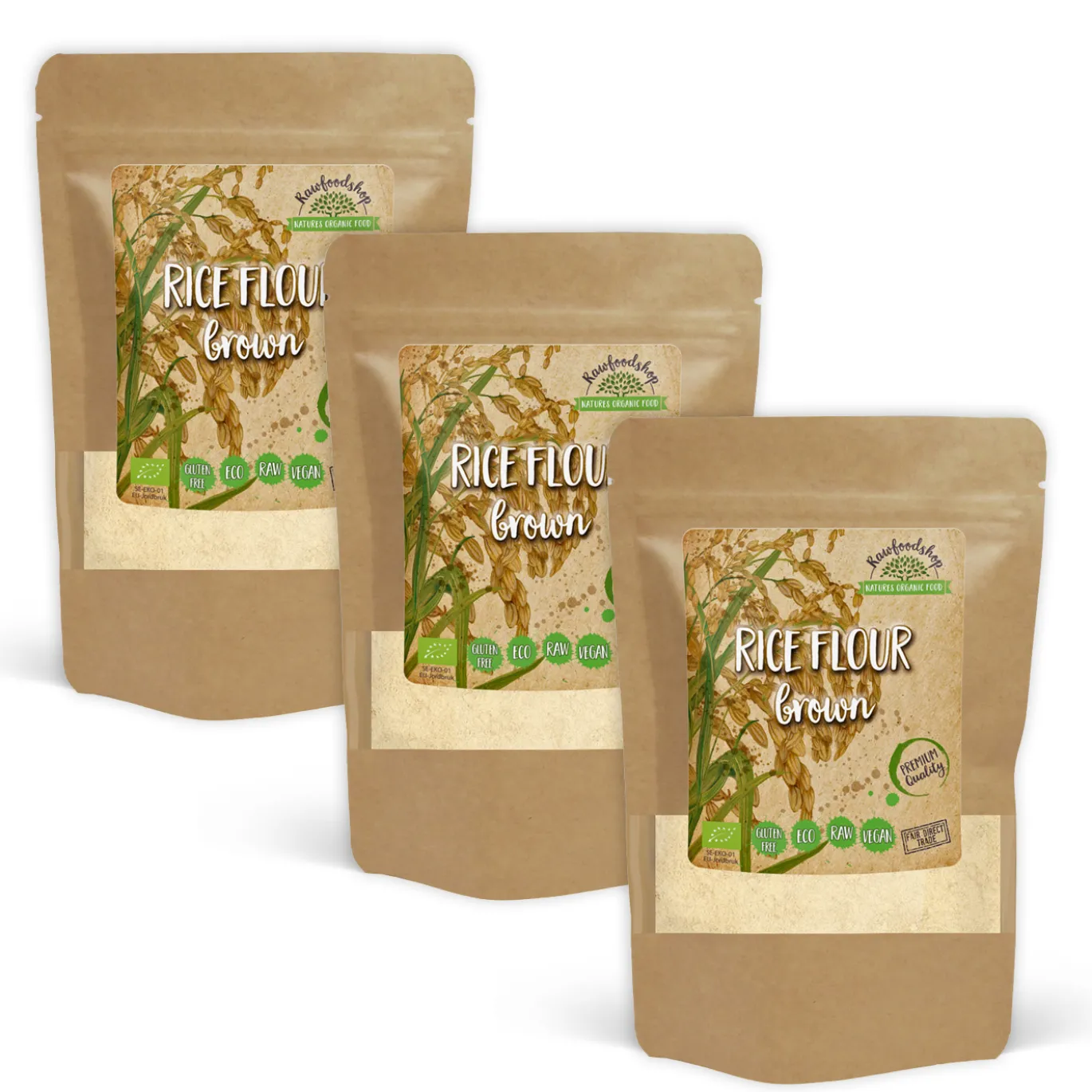 Rismjöl Brunt Glutenfritt EKO 1kg x 3 paket