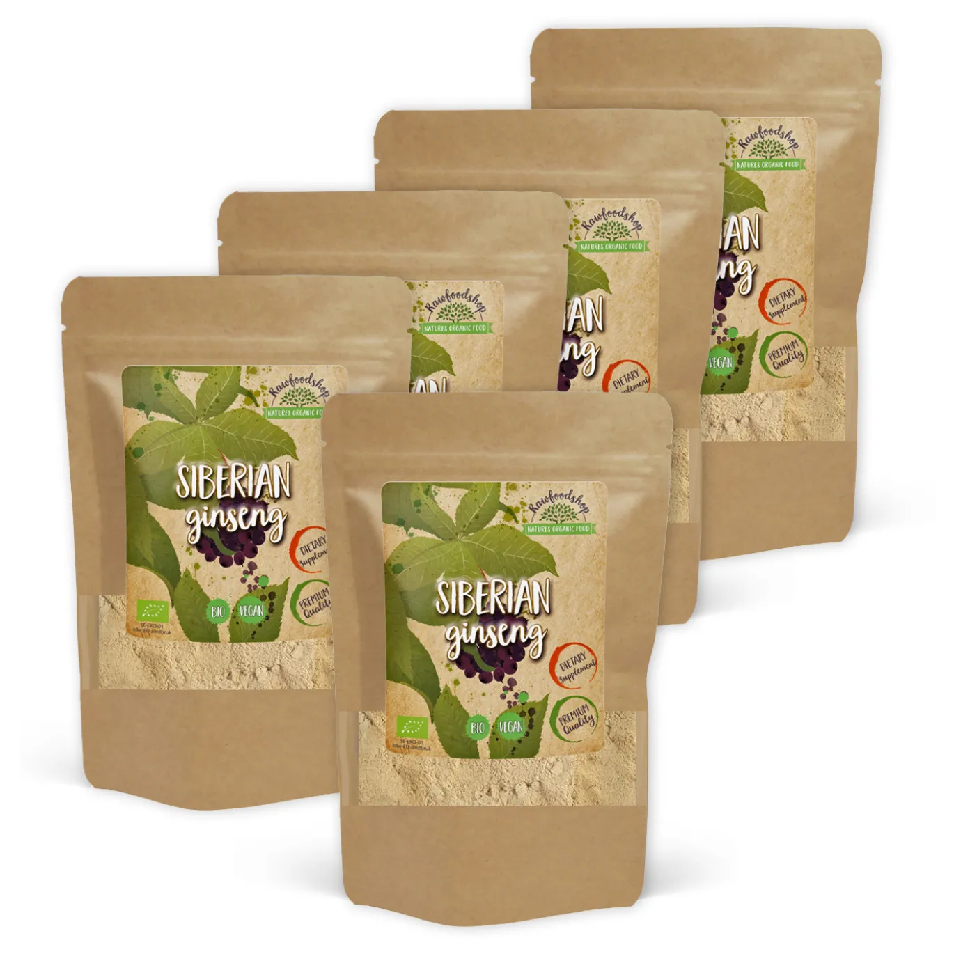 Siberian Ginseng Pulver EKO 125g x 5 paket