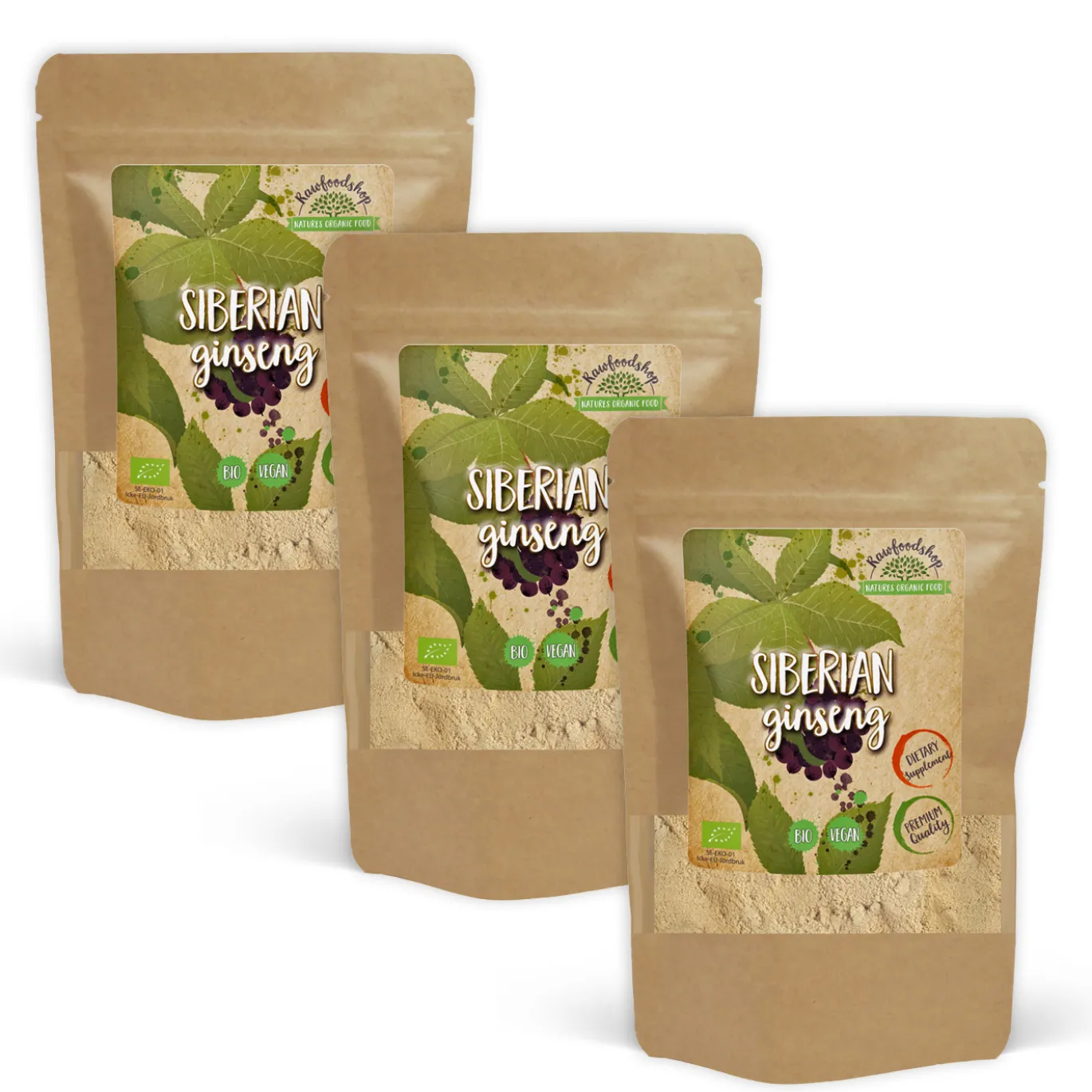 Siberian Ginseng Pulver EKO 250g x 3 paket