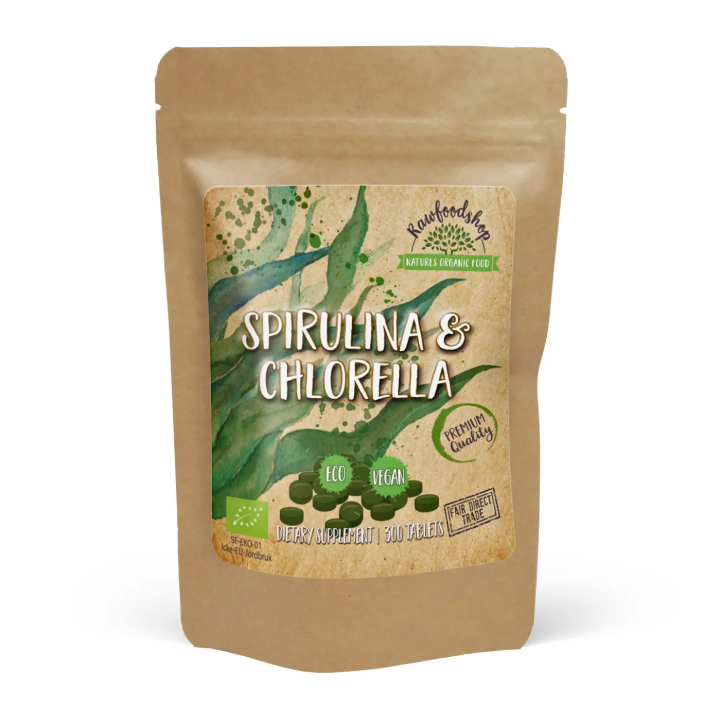 Spirulina Chlorella EKO 500mg 300 tabletter