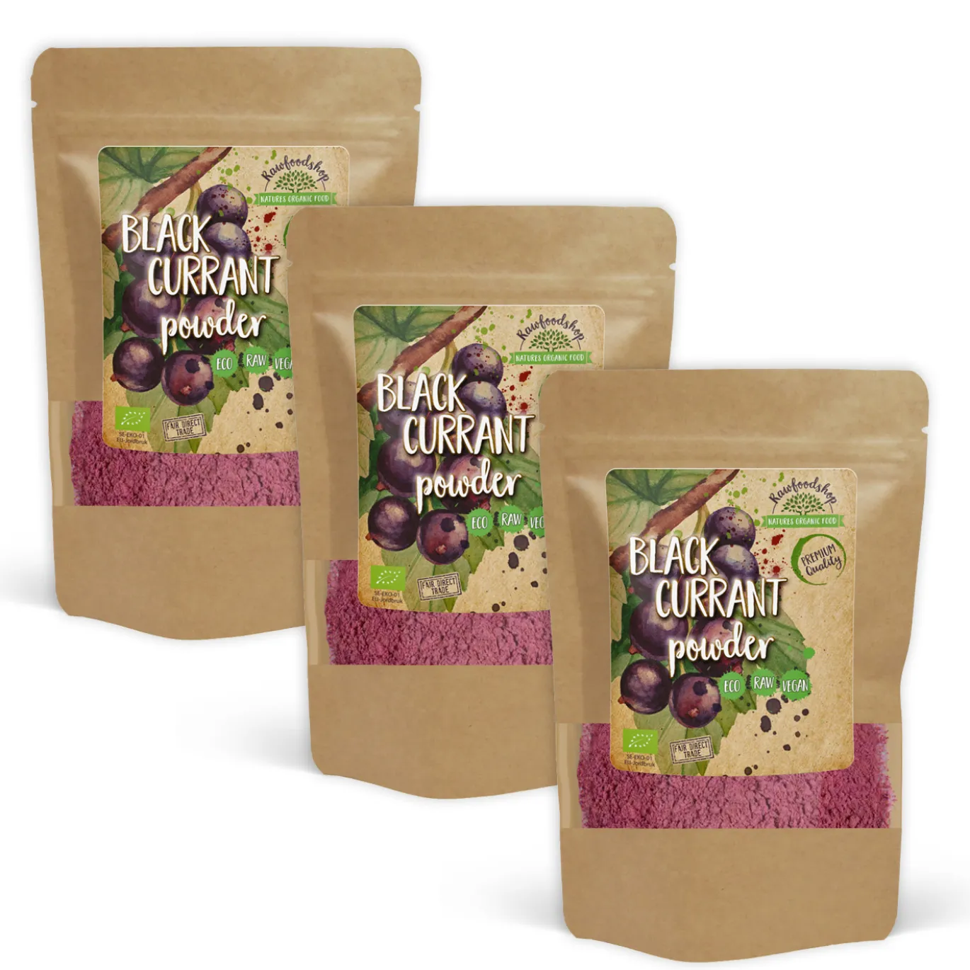 Svart Vinbär Pulver EKO 250g x 3 paket