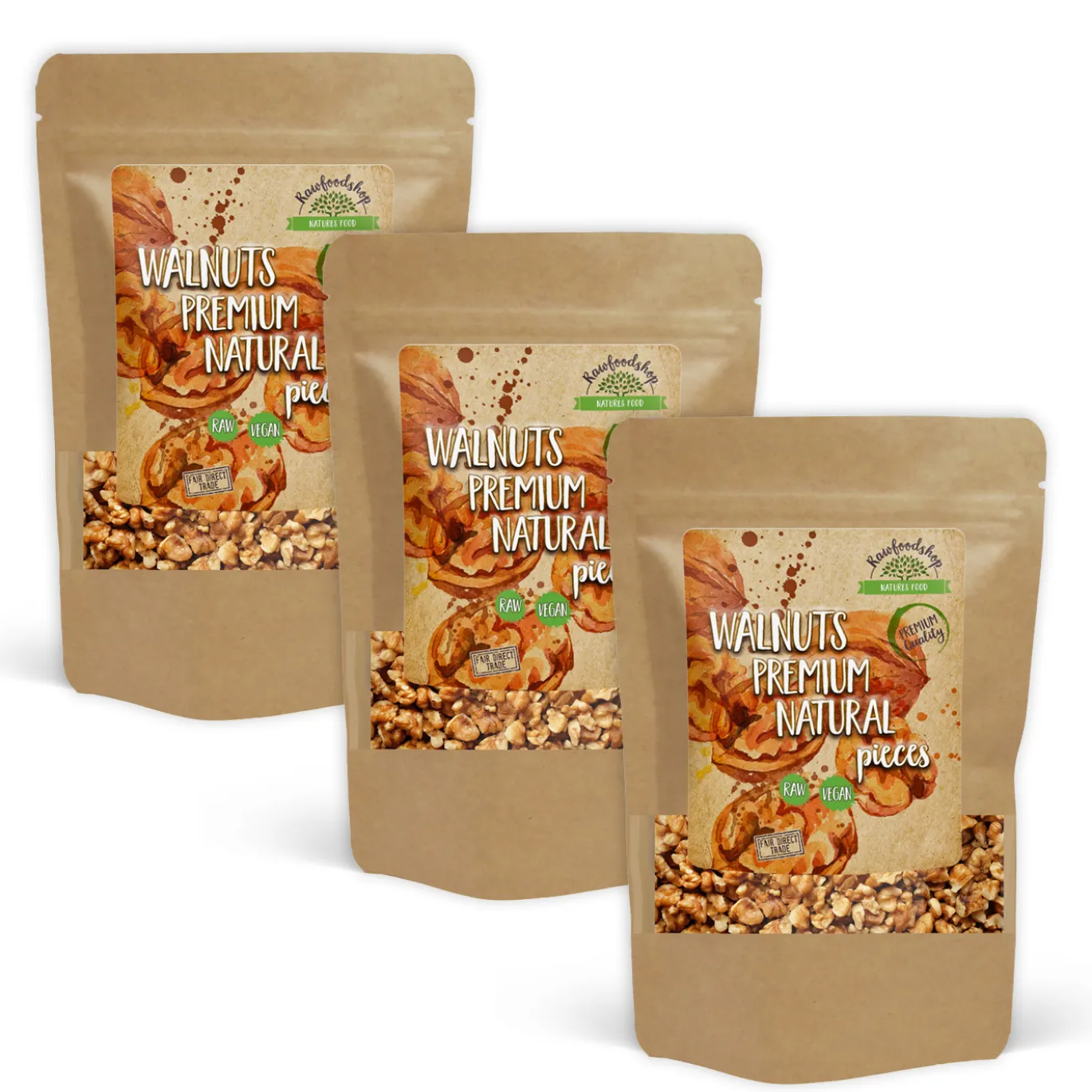 Valnötter i bitar Premium RAW 750g x 3 paket