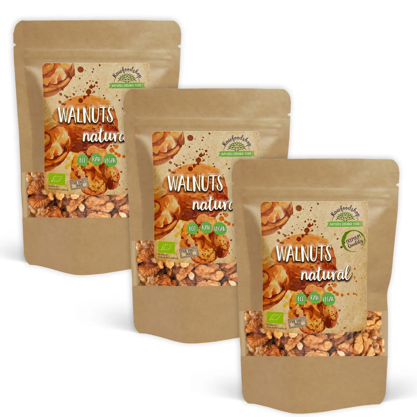 Valnötter Premium RAW EKO 250g x 3 paket