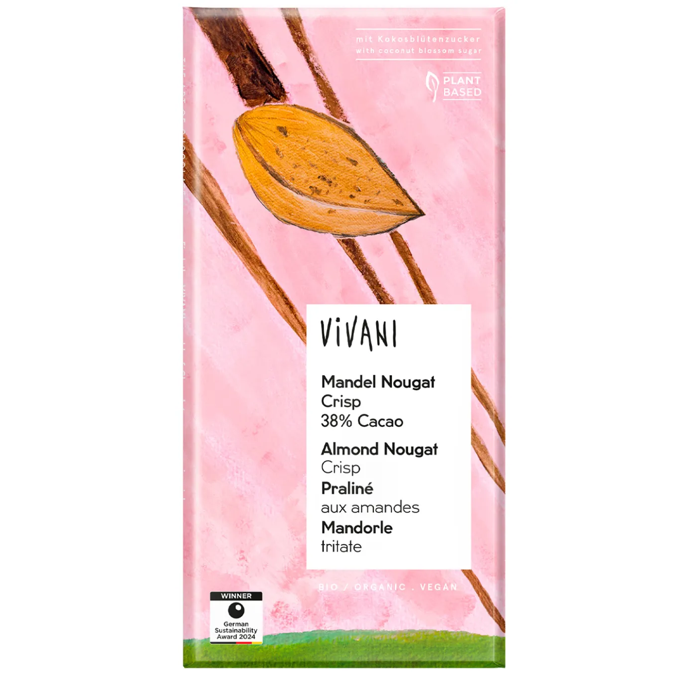 Vivani Almond Nougat Crisp 38% EKO 80g
