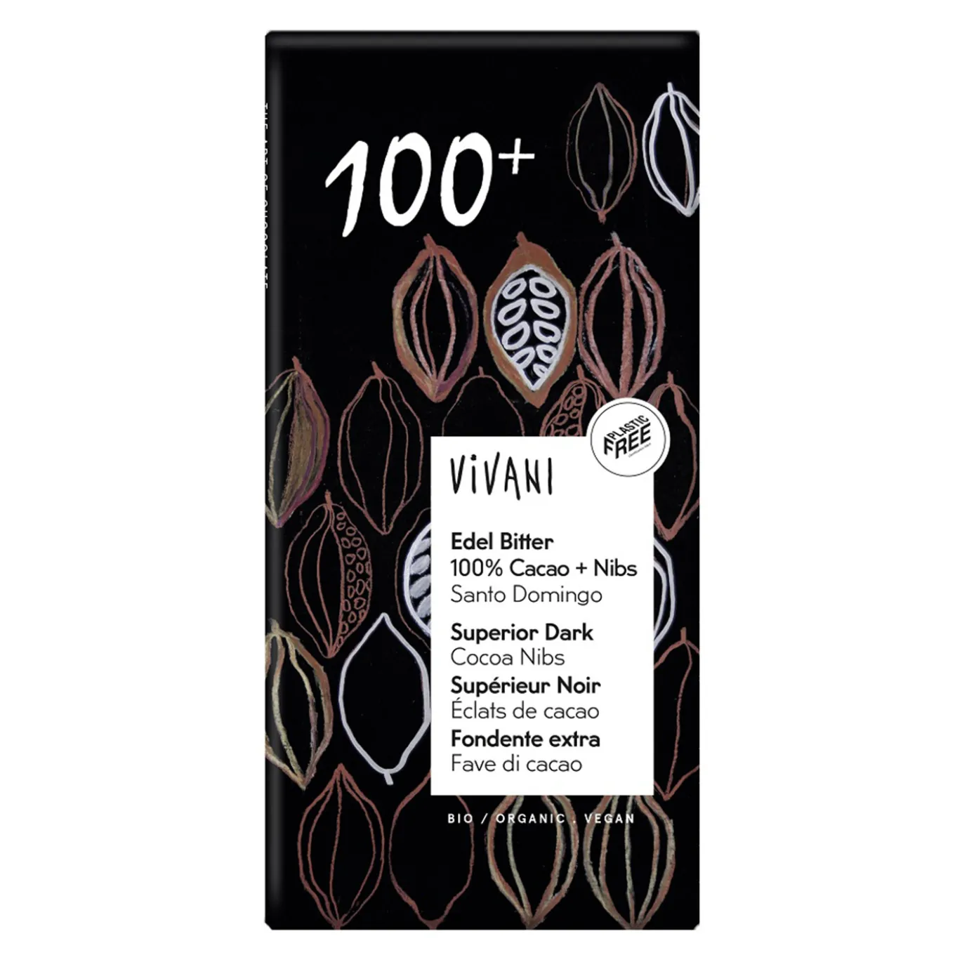 Vivani Choklad 100% + Nibs EKO 80g