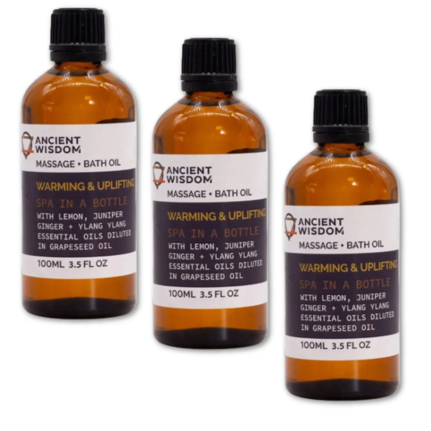 Warm & Uplifting Massageolja 100ml x 3 flaskor